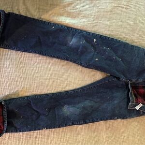 Eddie Bauer Red Flannel Lined Distressed
